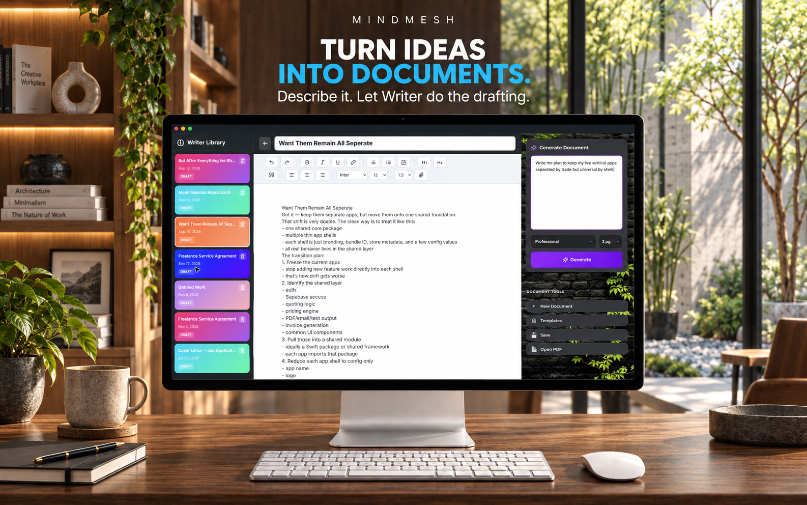 MindMesh Writer workspace