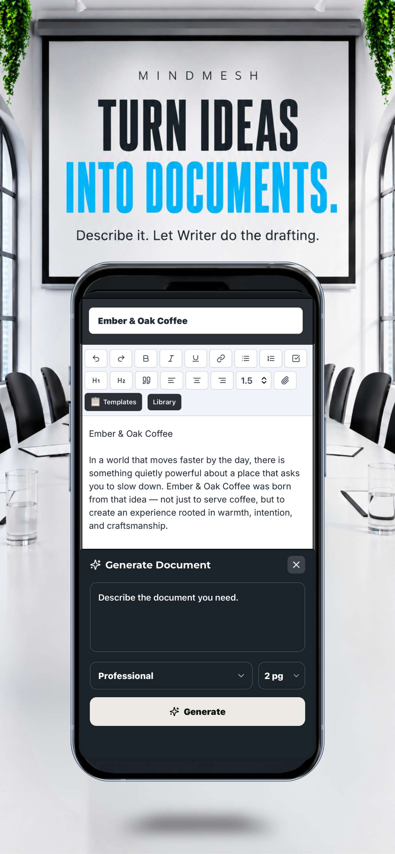 MindMesh Writer on iPhone