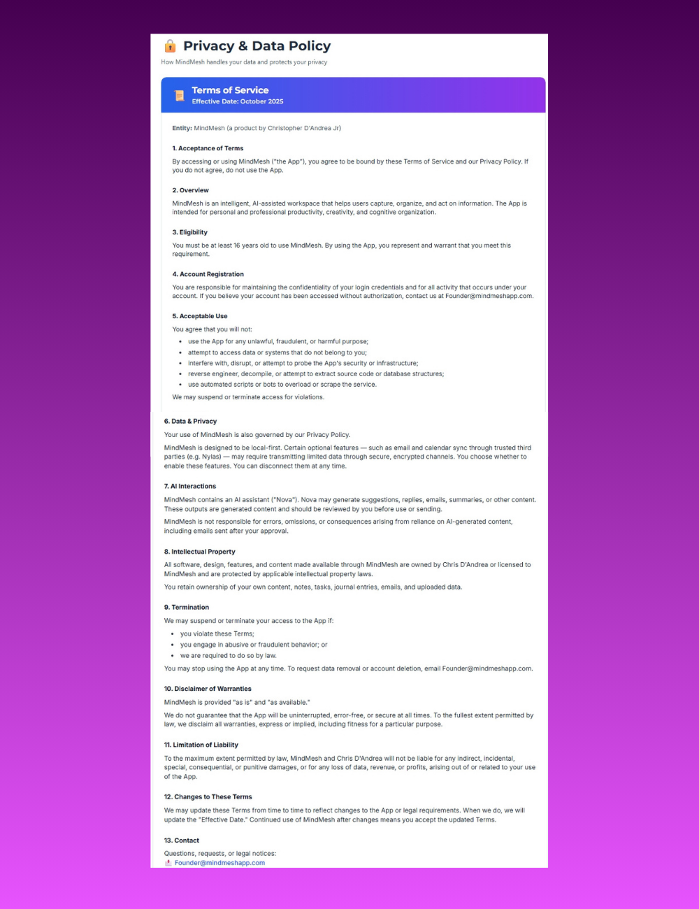 Privacy — original published information, page 2