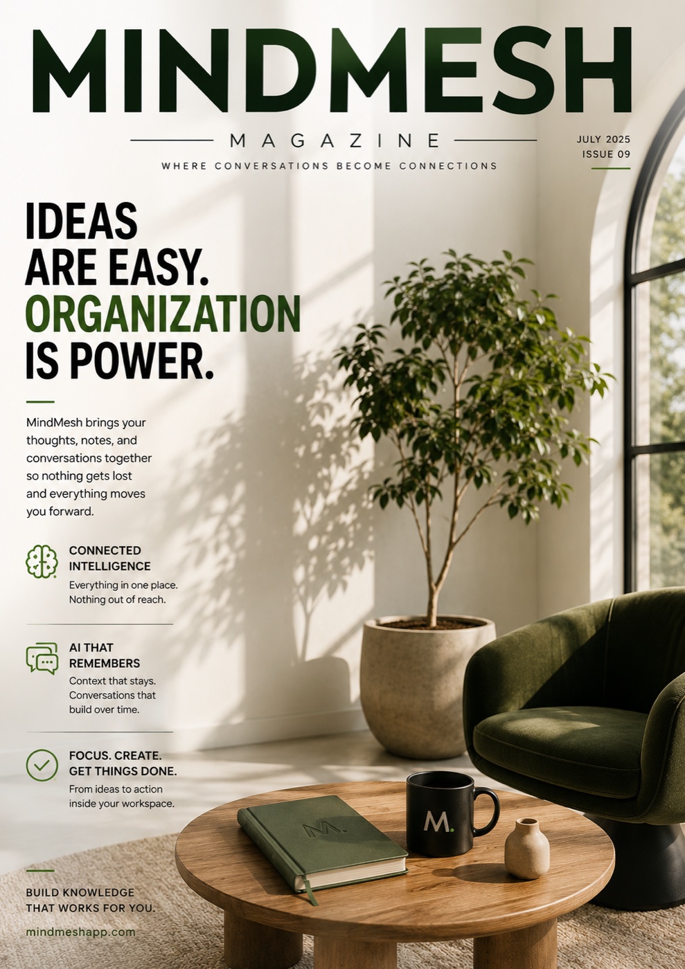 MindMesh magazine cover: Ideas are easy. Organization is power.