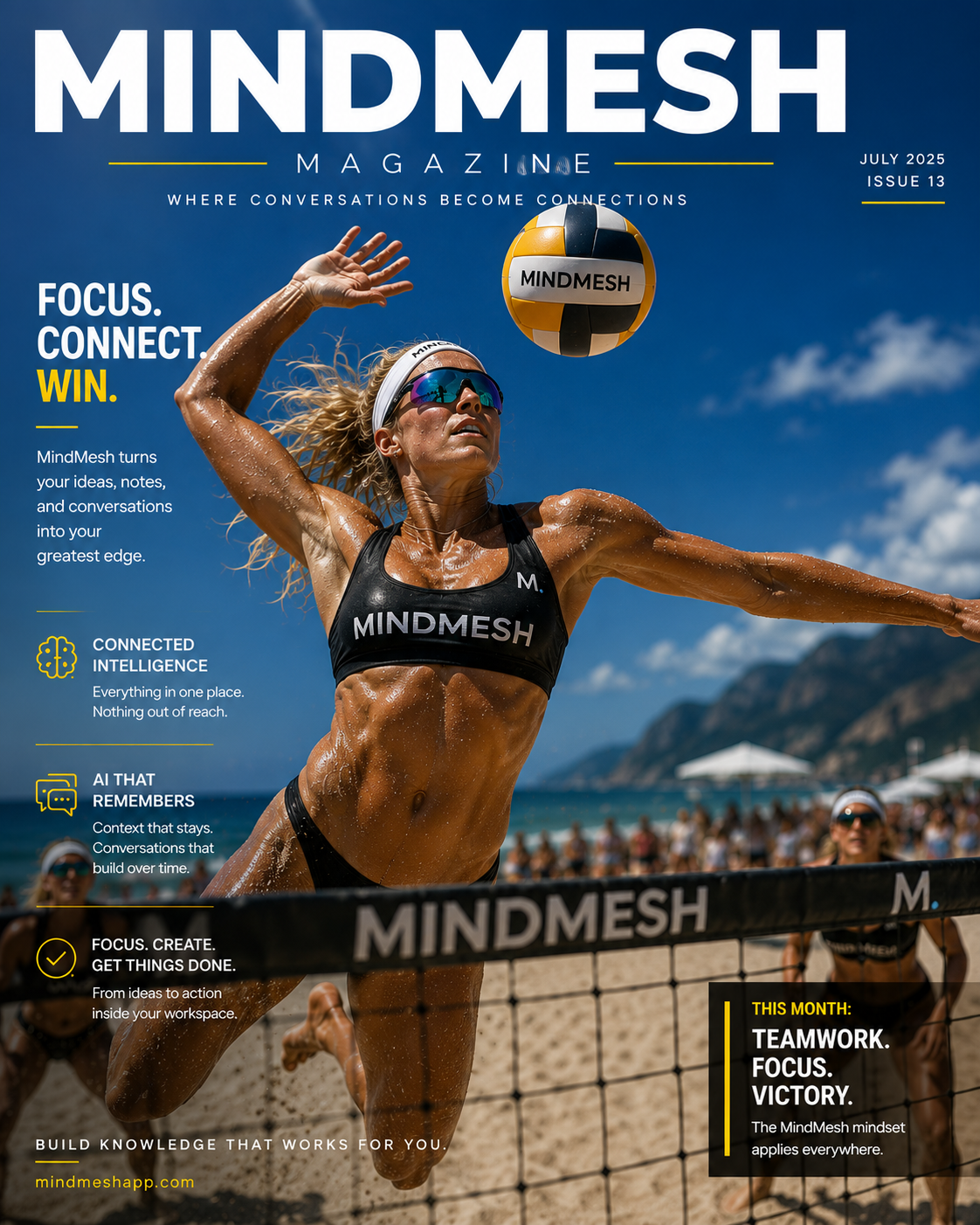 MindMesh magazine cover: Focus. Connect. Win.