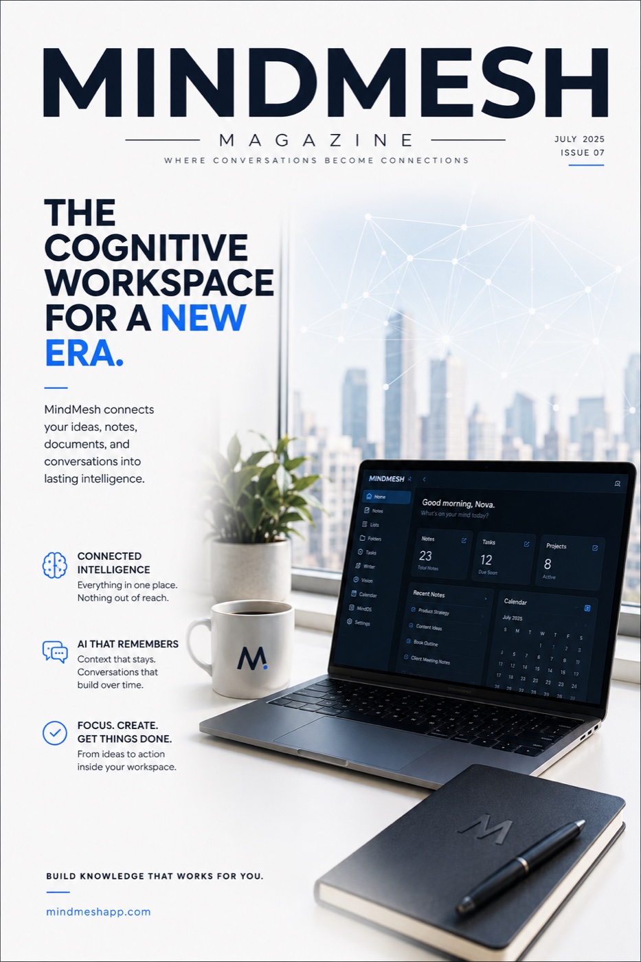 MindMesh magazine cover: The cognitive workspace for a new era.