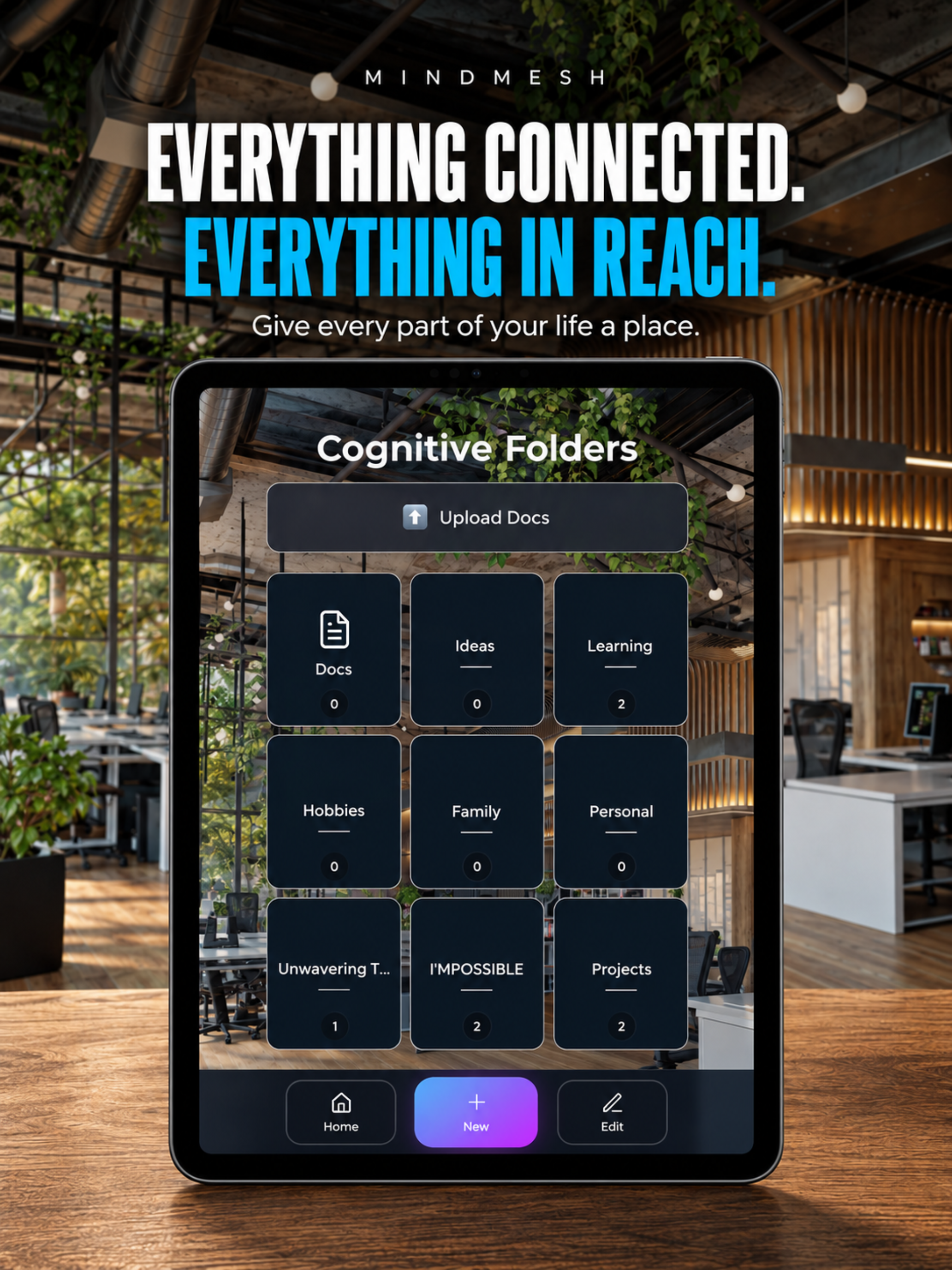 MindMesh Cognitive Folders on iPad